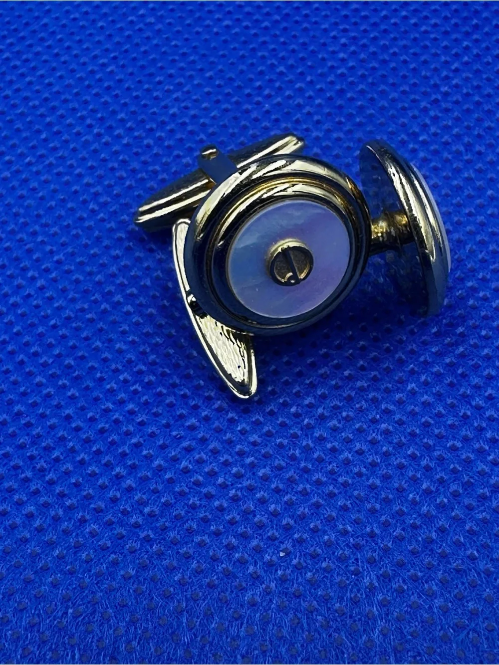 Dunhill Gold-Tone Mother of Pearl with Gold-Tone Emblem in Center Cufflinks